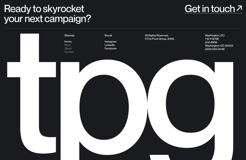 TPG oversized website typography